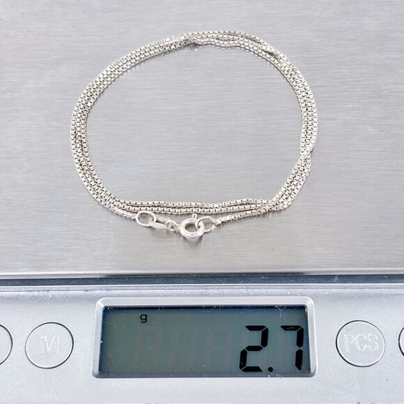 Vintage Italy Sterling Silver 925 1mm Box Chain Necklace 18.25" - Picture 3 of 3